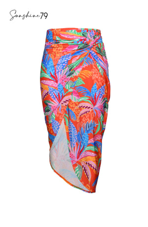 Tropical print swimwear pareo wrap
