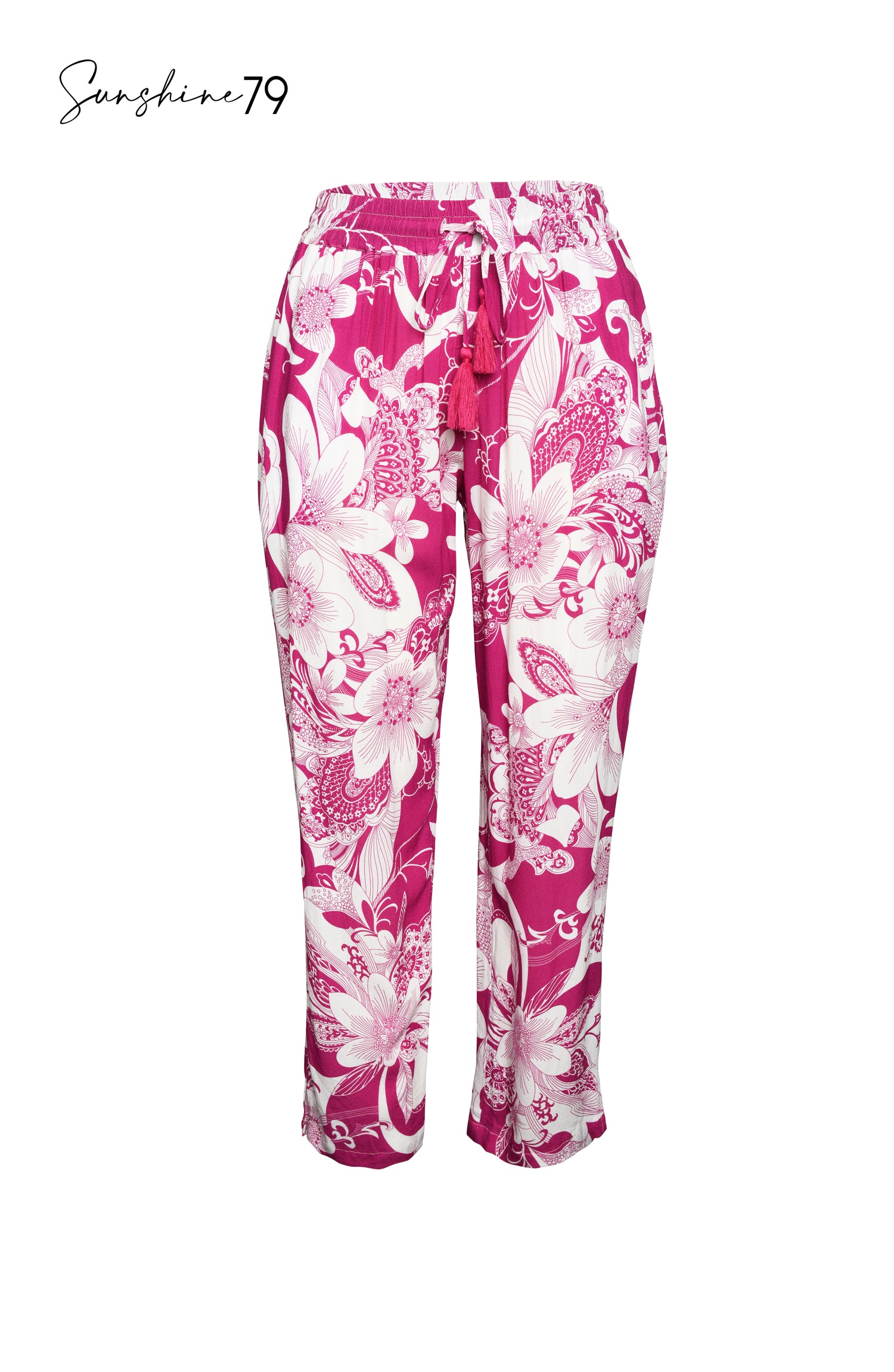 Pink and white floral beach pants