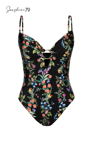 Wildflower Vines Over the Shoulder Keyhole One Piece