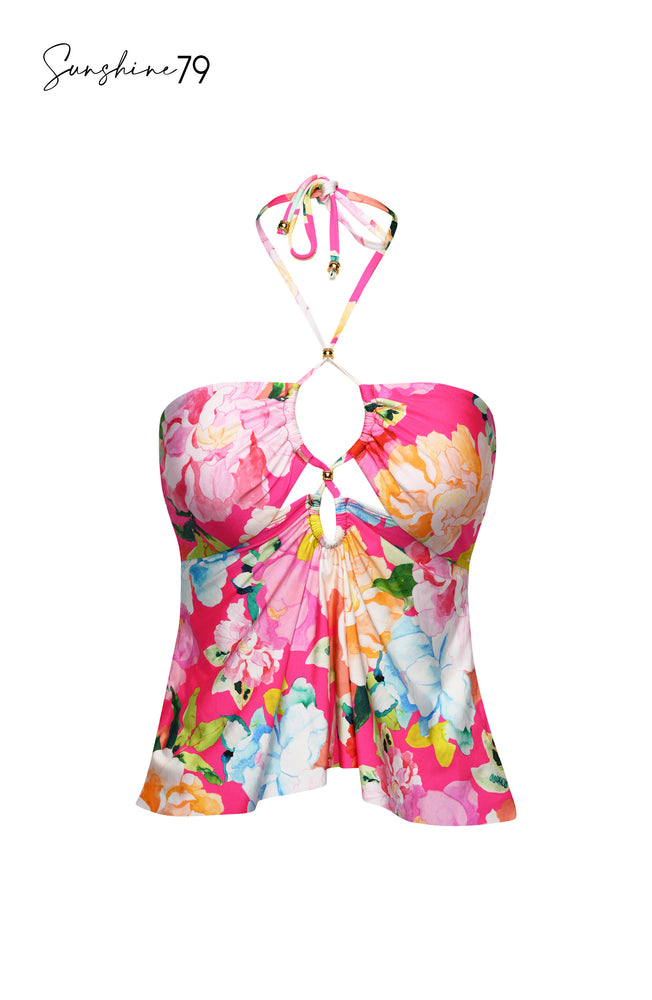 Expressive Garden Bandeau Tankini Swimsuit Top