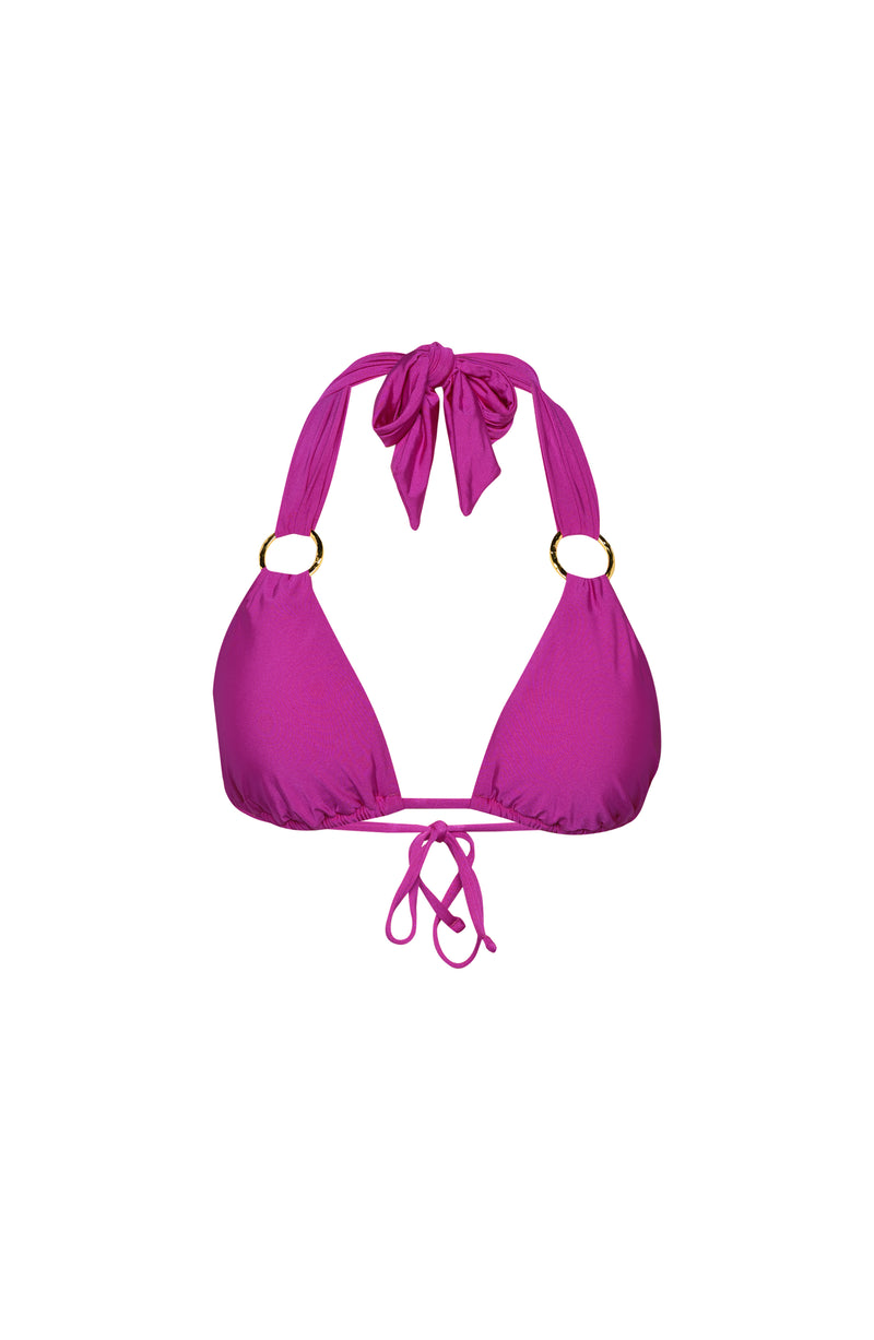 Image of the Sunshine 79 Sunshine Solids Halter Triangle Top in Bright Violet.