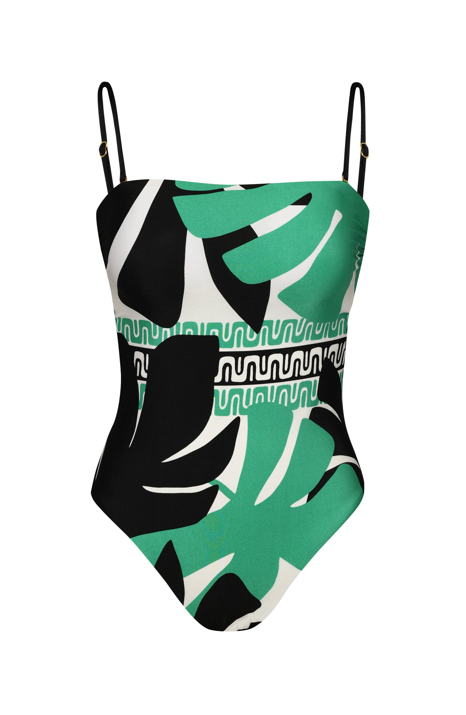 Image of the Sunshine 79 Monstera Bandeau One Piece.