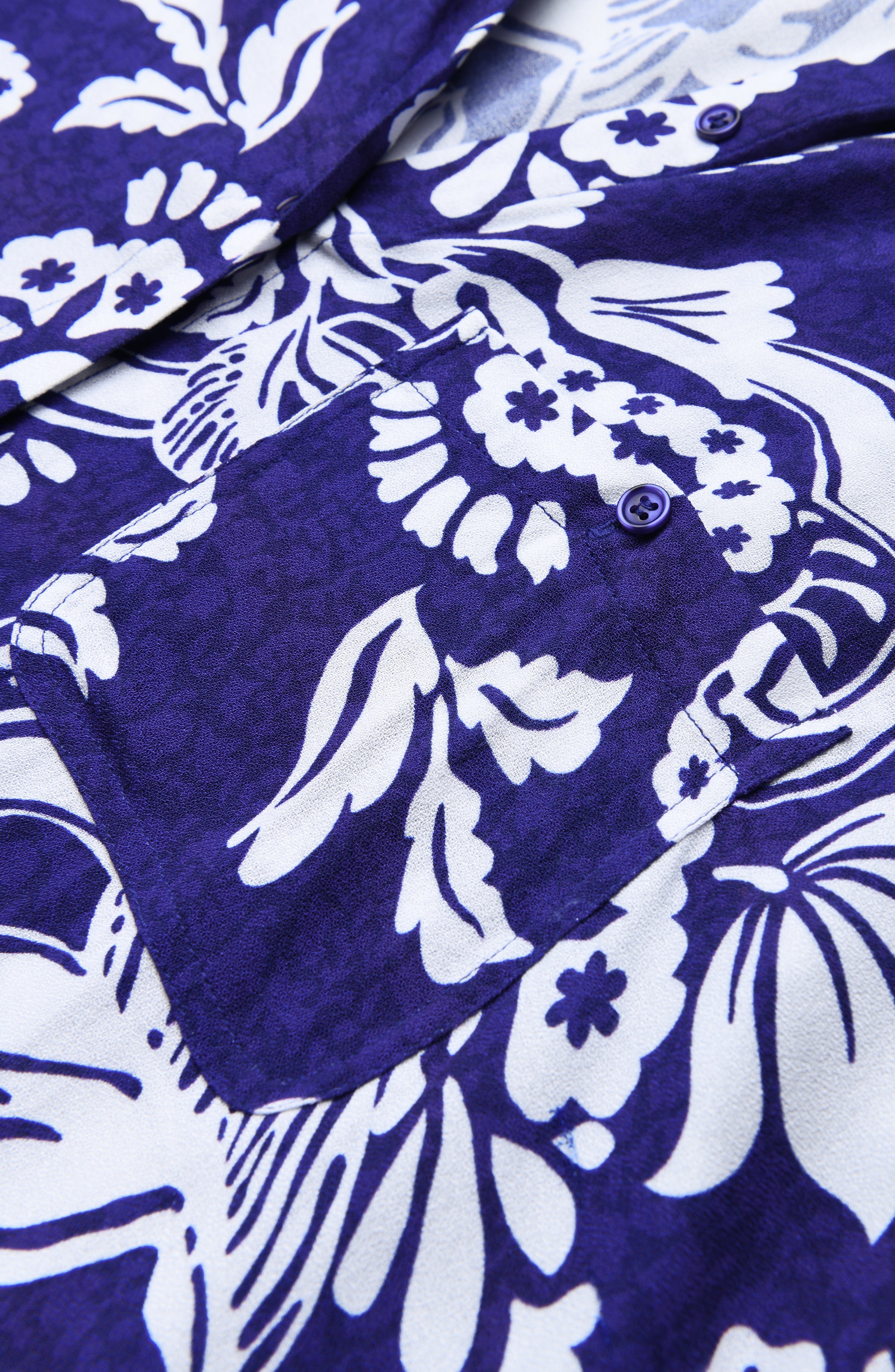 Detail image of the Sunshine 79 Flower Trip Resort Button Down Shirt.