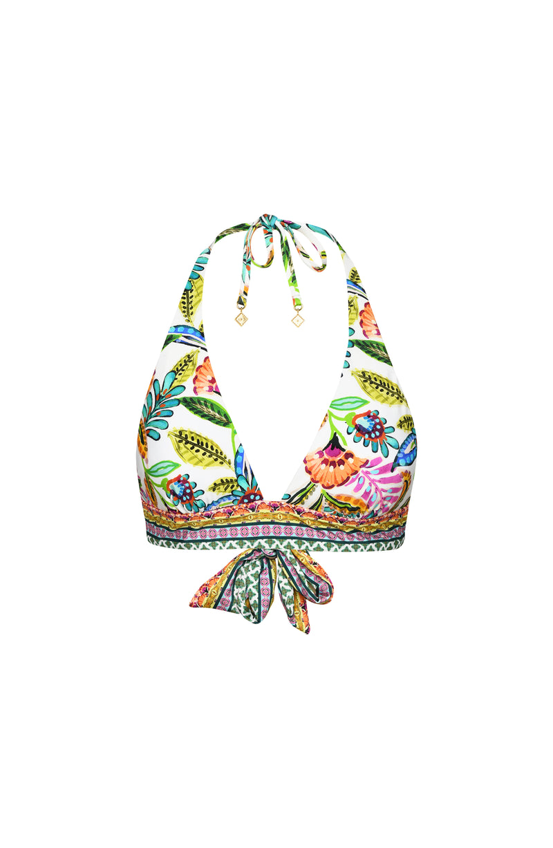 Image of the Sunshine 79 Jungle Jive Banded Halter Top.