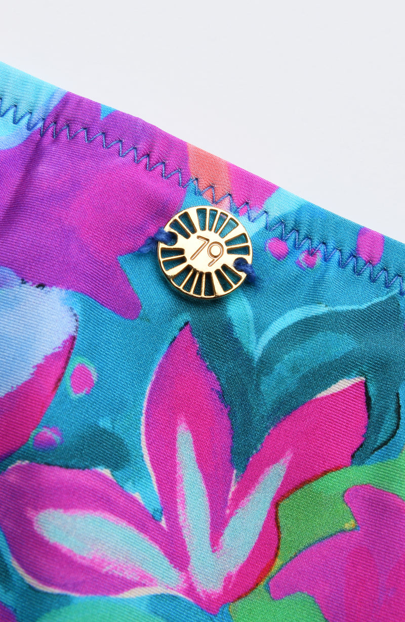 Detail image of the Sunshine 79 Swirltopia Side Shirred Hipster Bottom.