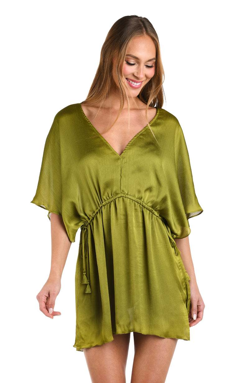 Sunshine 79 Radiance Crinkle Covers V-Neck Tunic - Olive