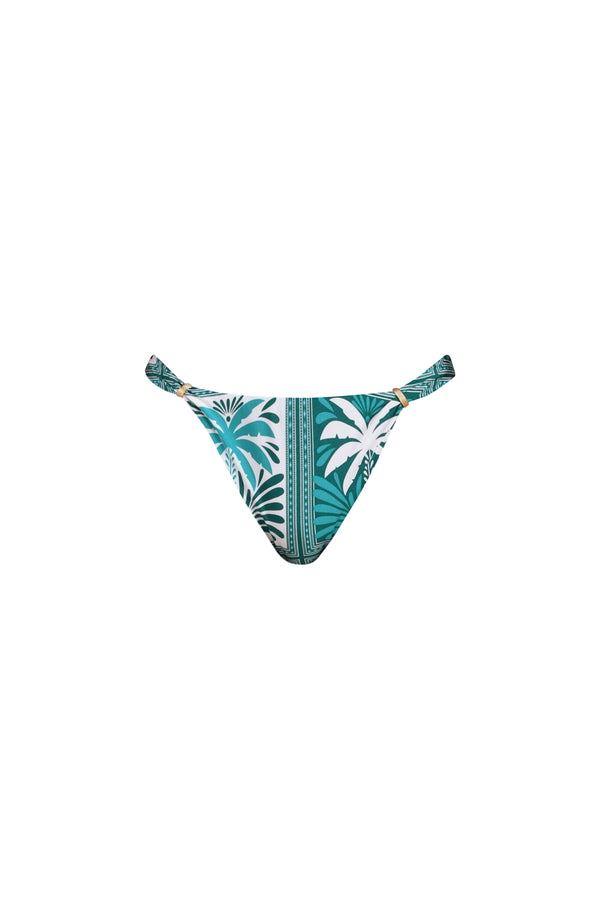 Floating image of tropical patterned bikini bottom on a white background