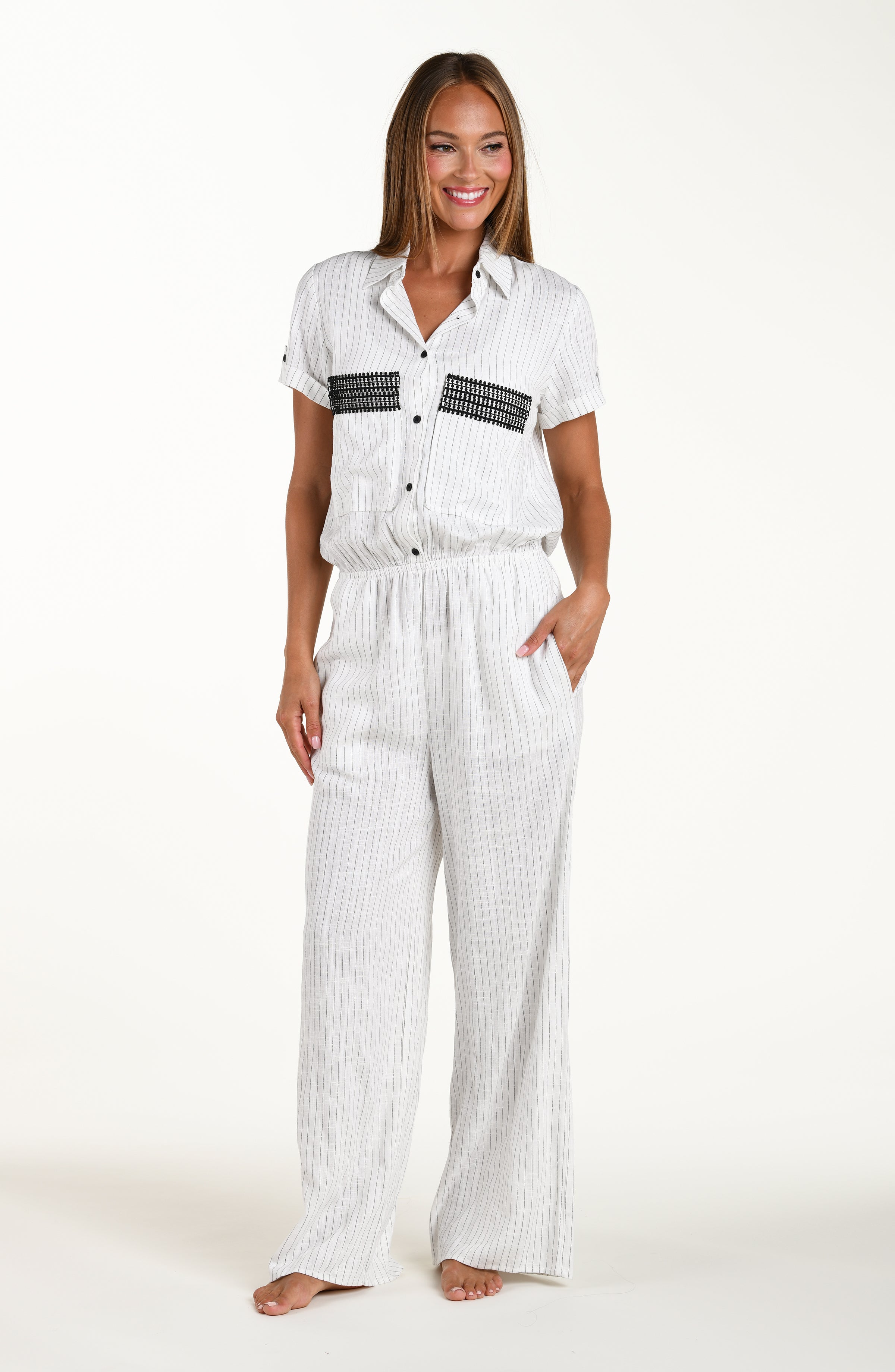 Sunshine 79 Safari Chic Button Up Jumpsuit