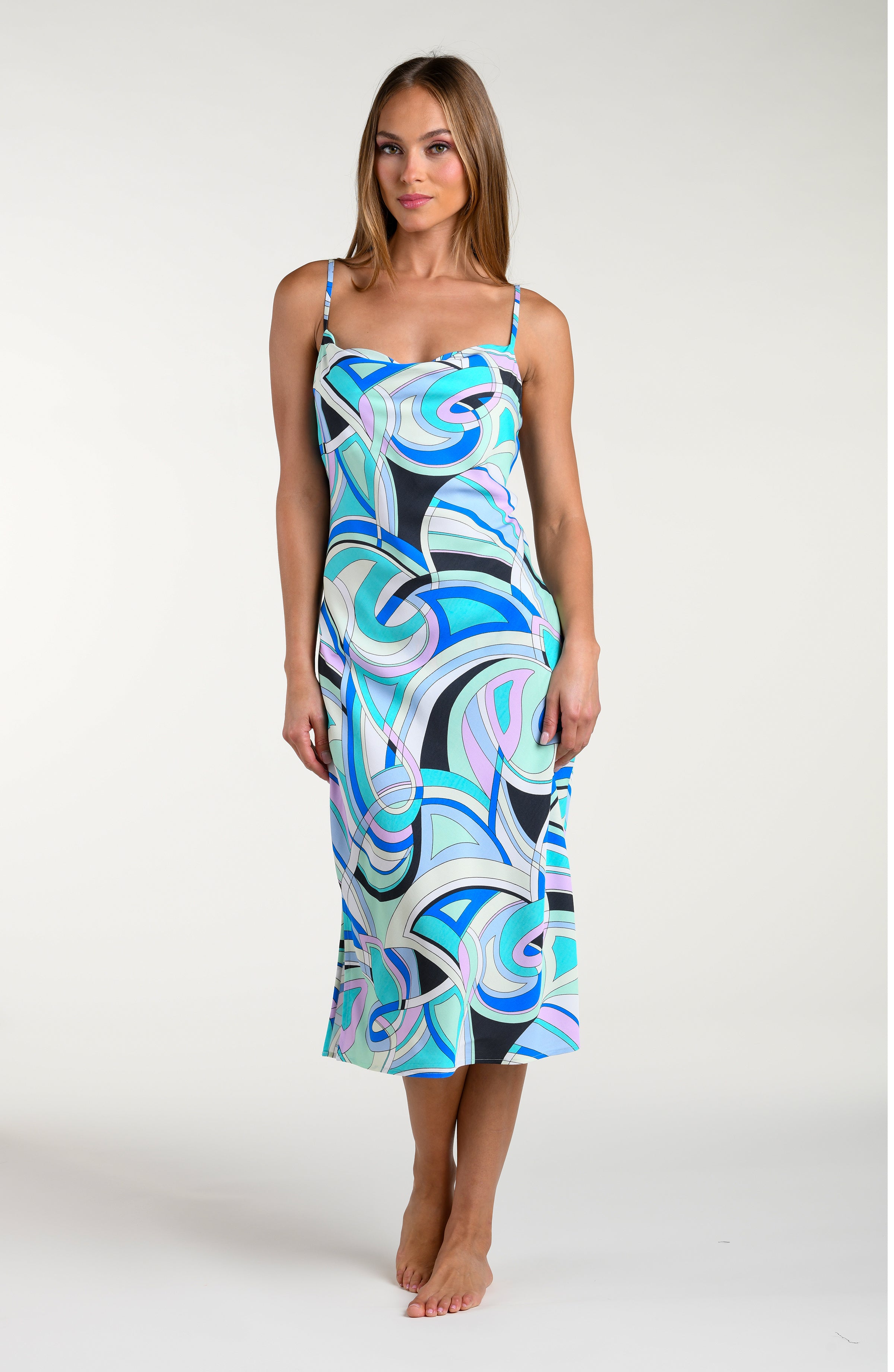 Sunshine 79 Studio Swirl Over the Shoulder Midi Dress M / Seafoam Sunshine 79 Studio Swirl Over the Shoulder Midi Dress M / Seafoam