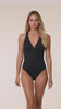 Model is wearing a black one piece swimsuit from our Best-Selling Island Goddess collection.