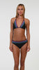 Model is wearing a multicolored Triangle Halter Bikini Swimsuit Top