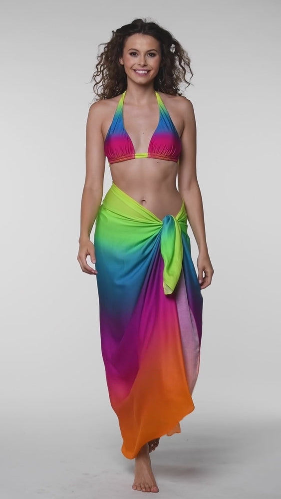 
                  
                    Load and play video in Gallery viewer, Model is wearing a multicolored Pareo Wrap Swimsuit Cover Up
                  
                