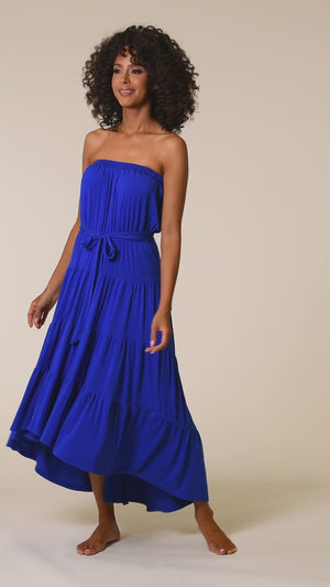
            
                Load and play video in Gallery viewer, Draped Darling Strapless Midi Dress
            
        