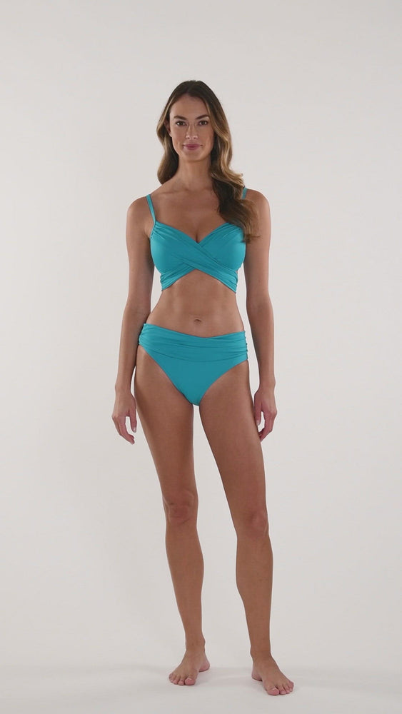 
            
                Load and play video in Gallery viewer, Island Goddess Wrap Underwire Bra Top - Turquoise
            
        