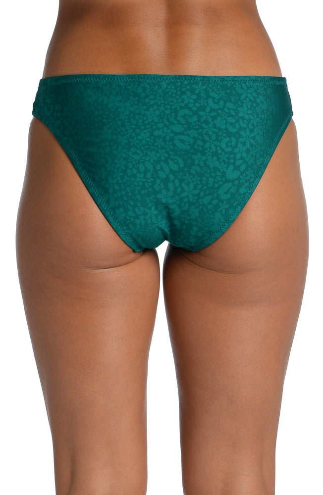 Model is wearing a jade colored spot printed hipster bottom from our Ditsy Spot collection!