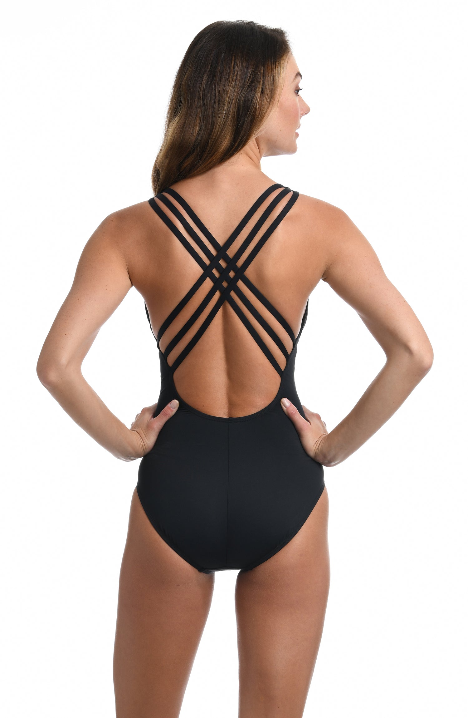 Sexy High Leg Cross Strap Low Back Plunge V Neck One Piece