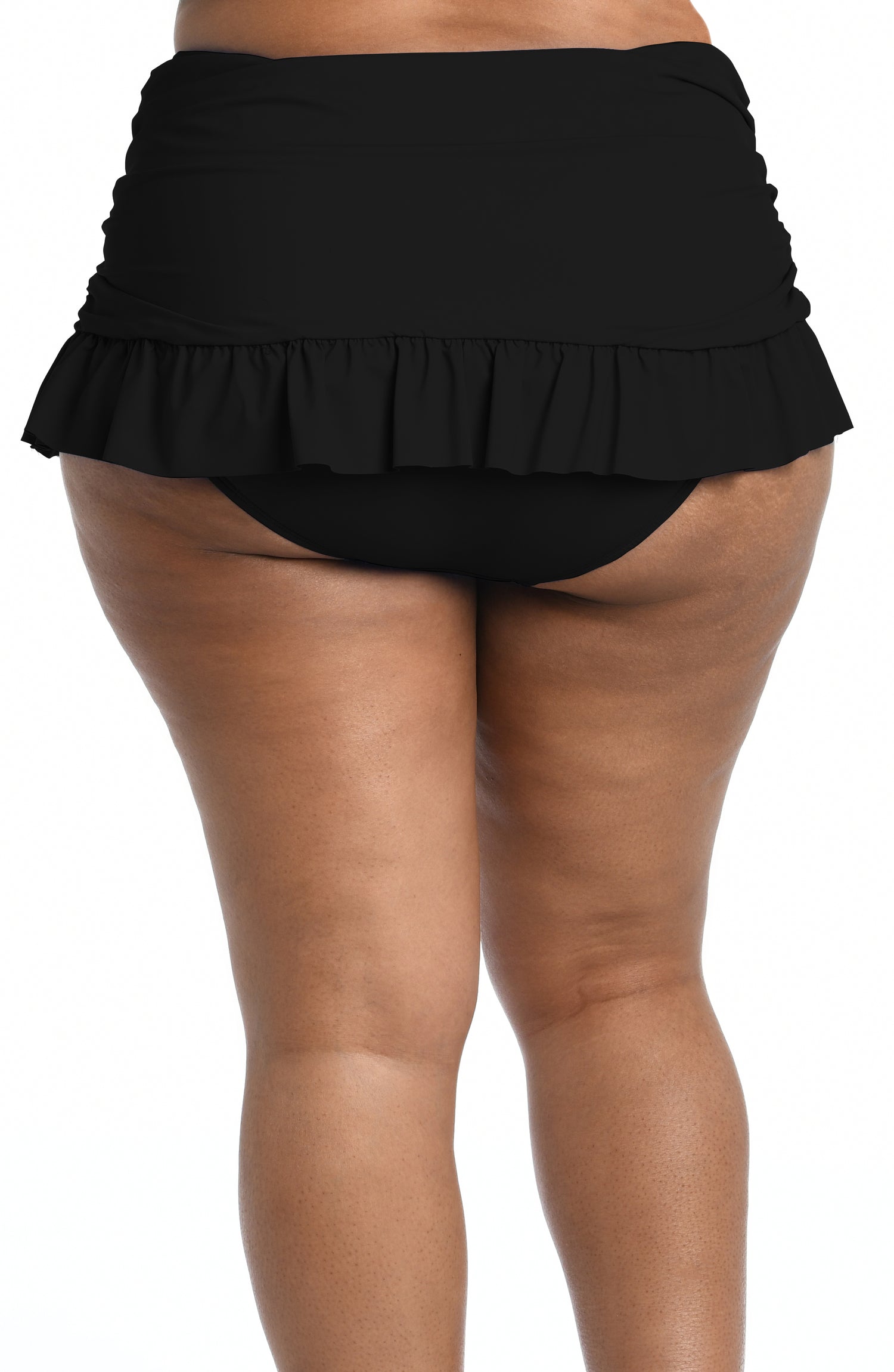 Veeki Women's Waistband Layered Swimdress Ruffle Swim Skirt Swimsuit  Bottomblacks