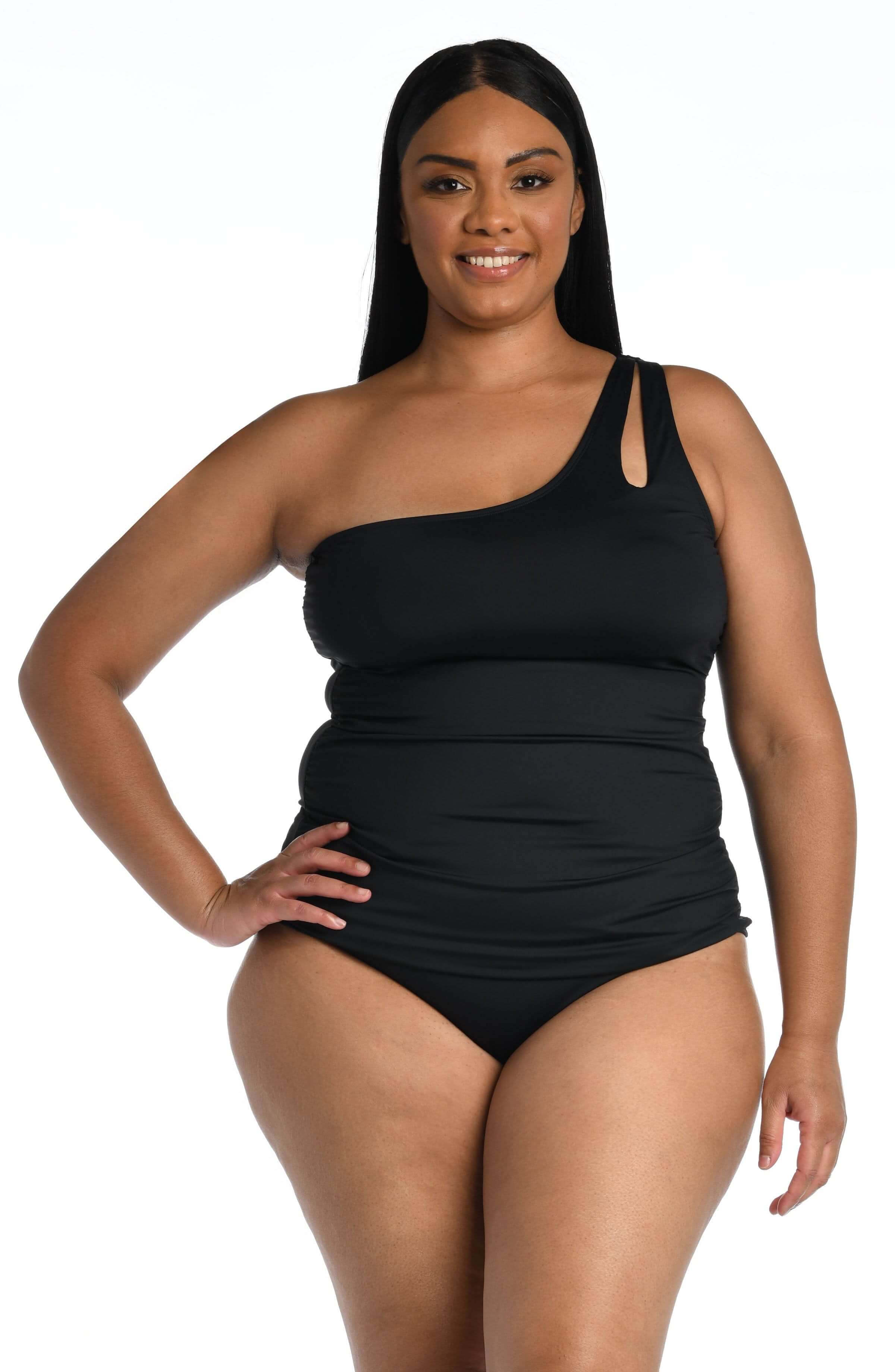 over the shoulder tankini tops