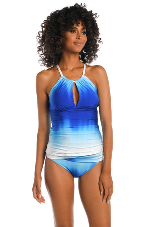 La Blanca Ocean High Neck Tankini Top Sapphire 4