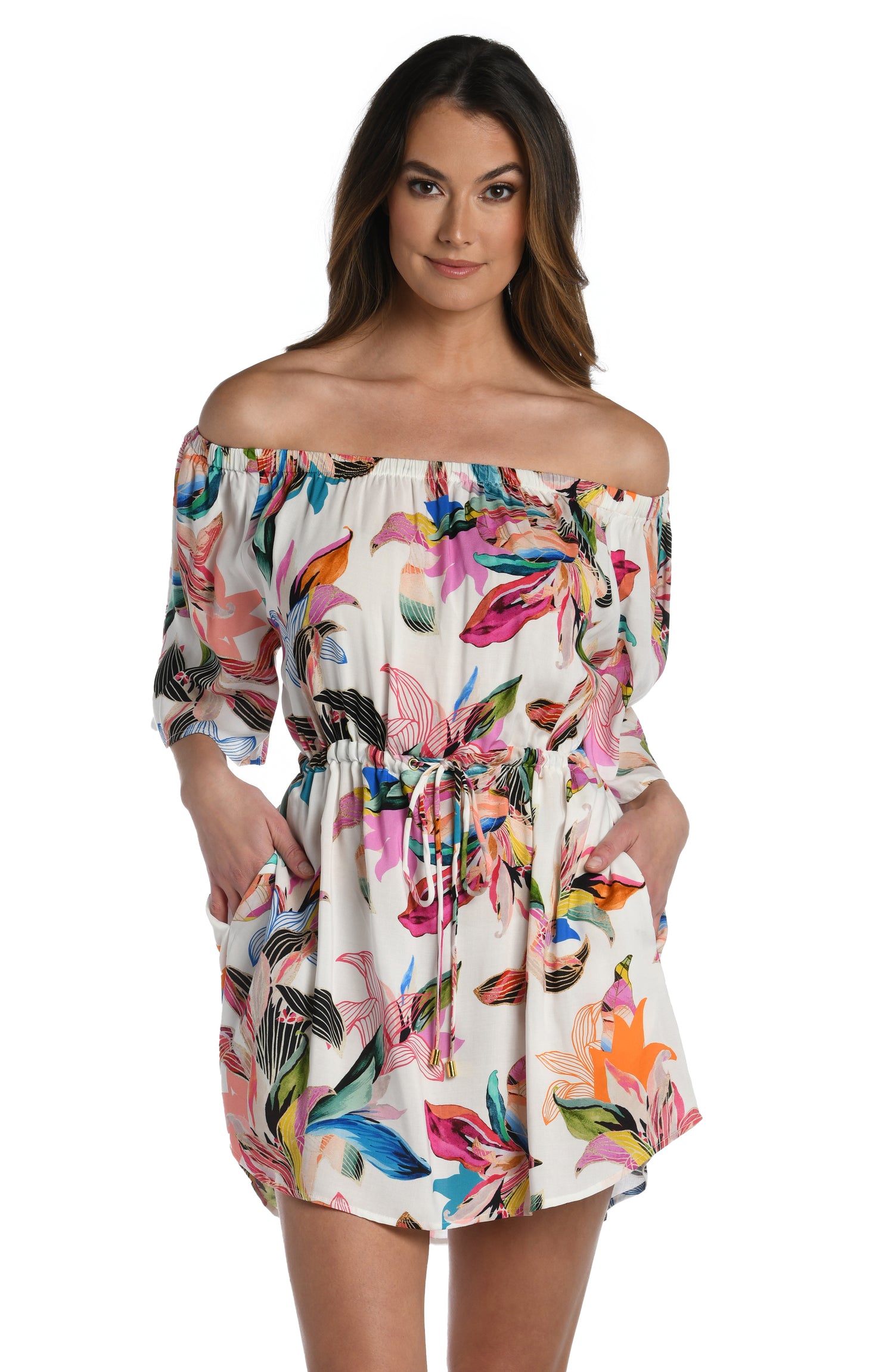 White off the shoulder cover up Outlet
