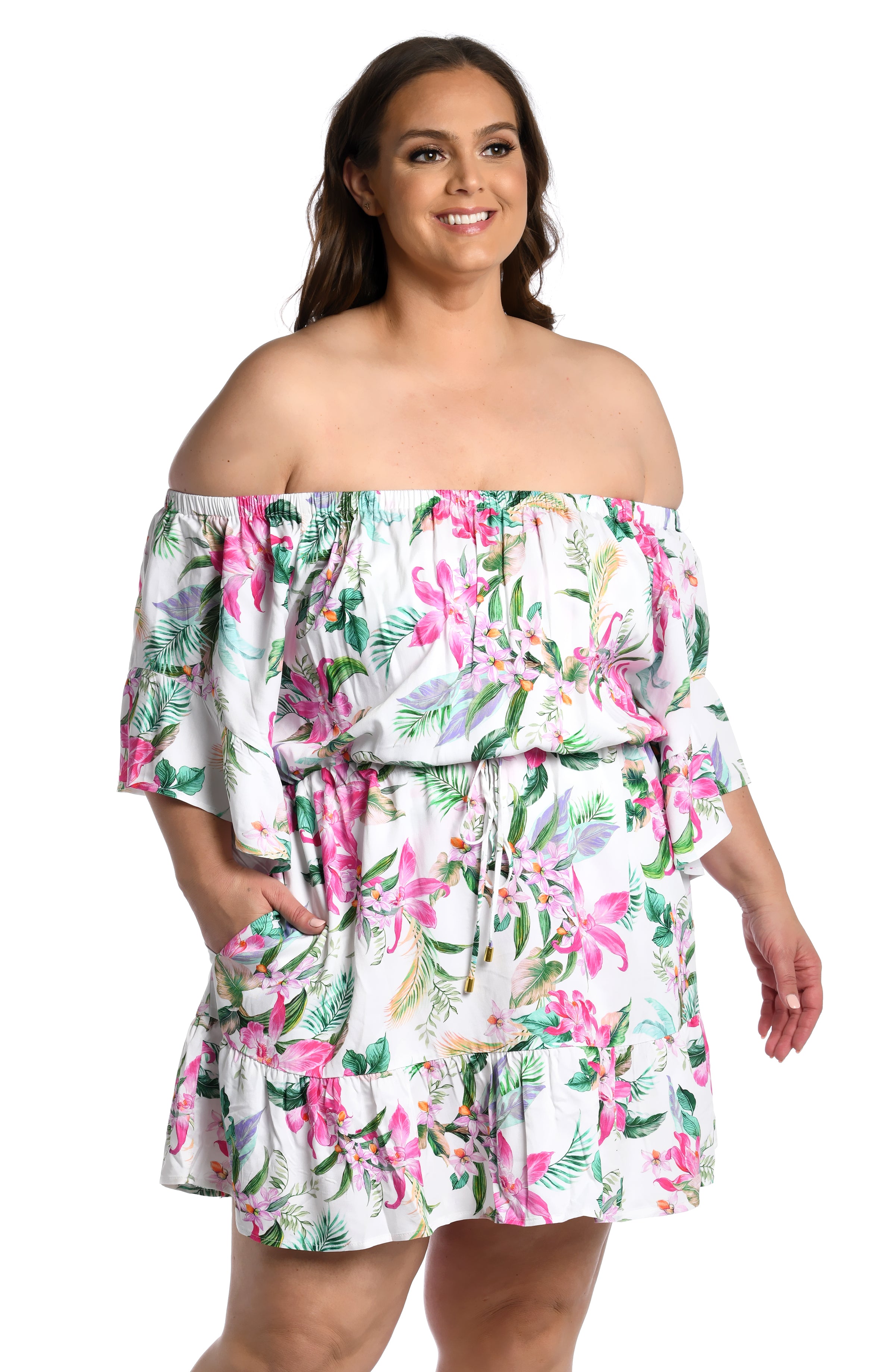 Mystic Palms OffTheShoulder Cover Up Dress FINAL SALE
