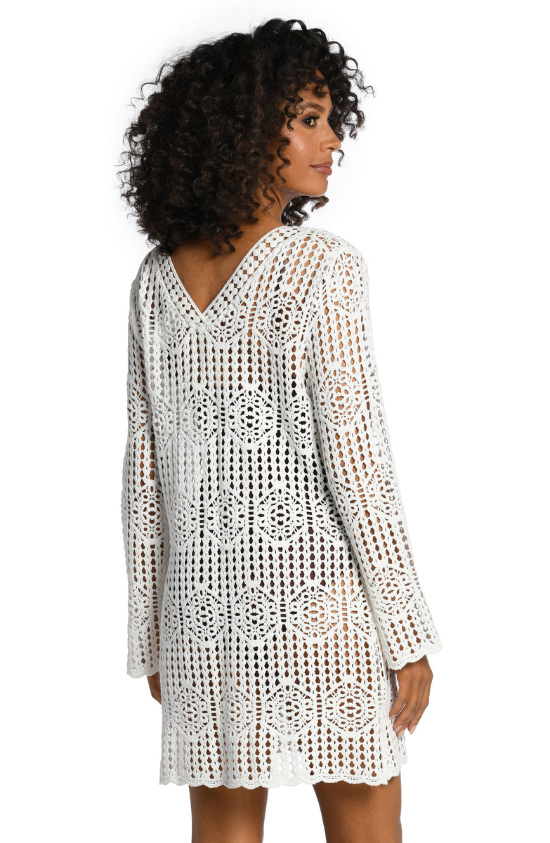 Waverly Covers Crochet VNeck Dress Cover Up La Blanca
