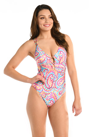 
            
                Load image into Gallery viewer, Pebble Beach Underwire Lace Up One Piece
            
        