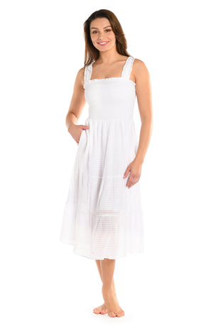
            
                Load image into Gallery viewer, Shadow Stripe Tiered Midi Dress
            
        