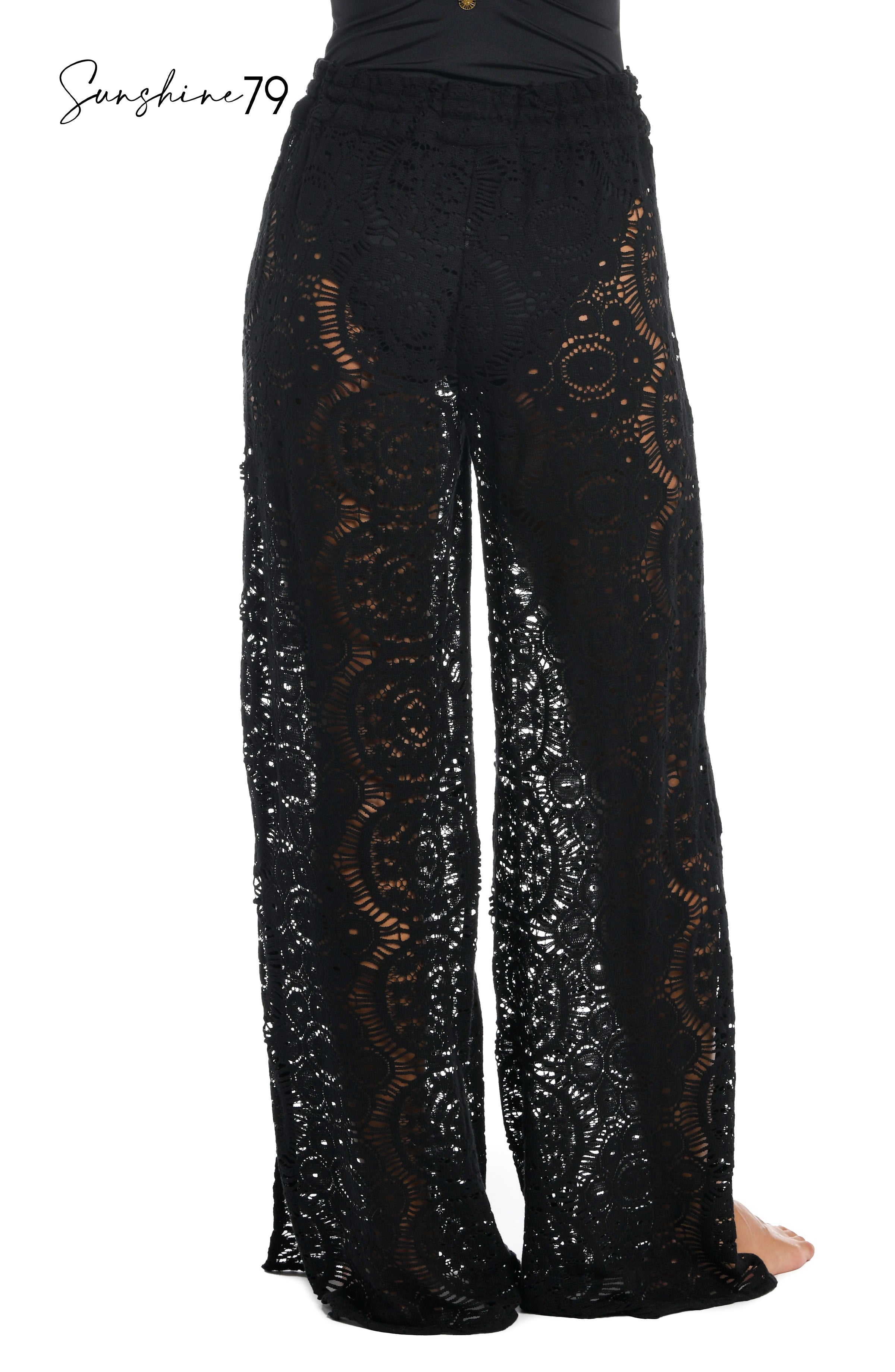 Sunshine 79 Chillin' Crochet Beach Pant Cover Up Black