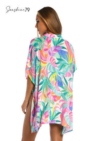 Sunshine 79 Fantasy Vacation Resort Button Down Shirt Cover Up