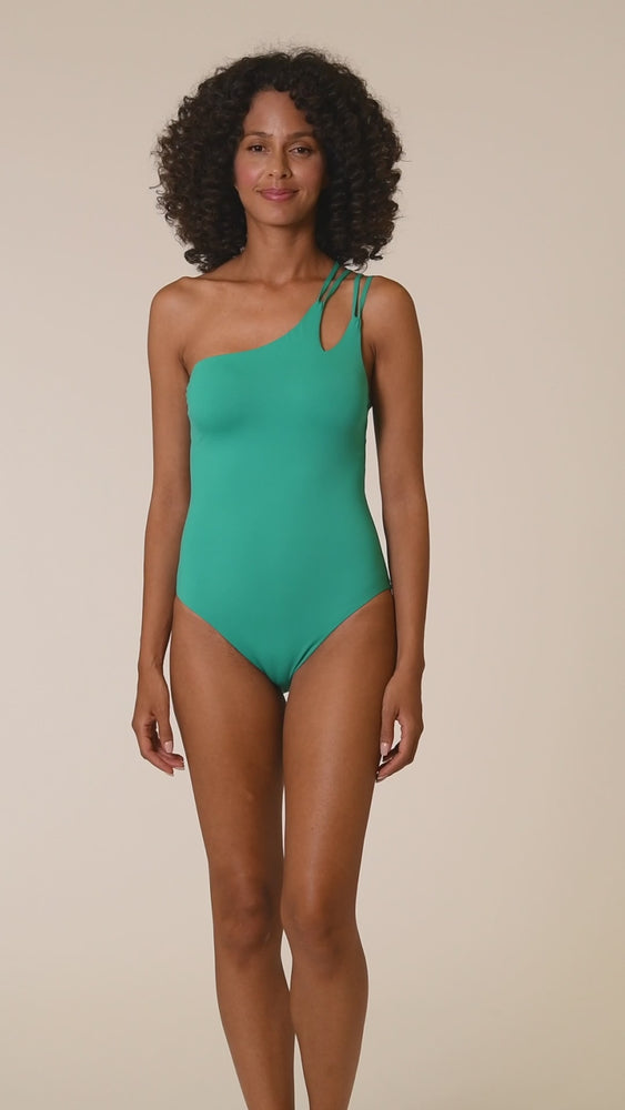 
            
                Load and play video in Gallery viewer, Island Goddess Strappy One Shoulder One Piece - Emerald - FINAL SALE
            
        